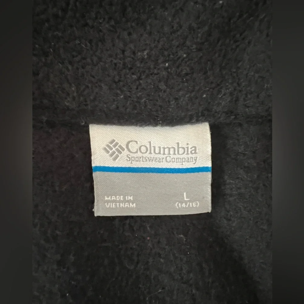 Columbia Jacket Girls Large 14 16 Black Pink Full Zip Fleece Hiking Outdoor LN